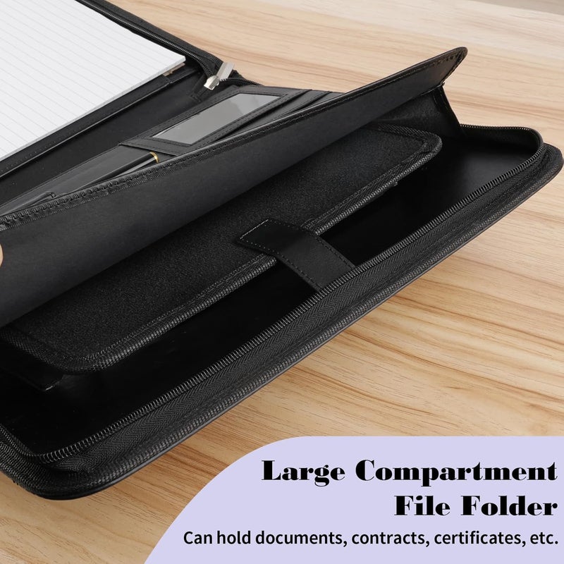 Mkobon Leather Padfolio Portfolio Binder Organizer, with 25 Pages Notepad & 13" Tablet Sleeve, Professional Conference Meeting Business Zipper Folder for Letter Size A4 Legal Writing Pad Document Men Women - Image 5
